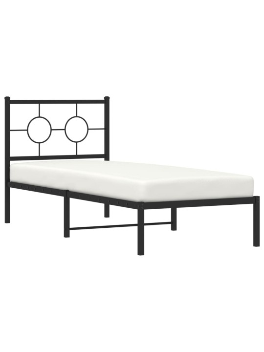 Kovový rám postele s čelem černý 80 x 200 cm