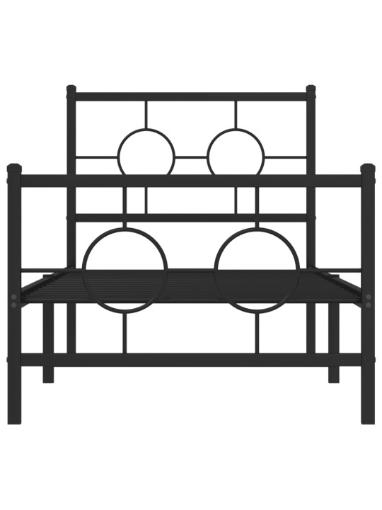 Kovový rám postele s hlavovým a nožním čelem černý 80 x 200 cm