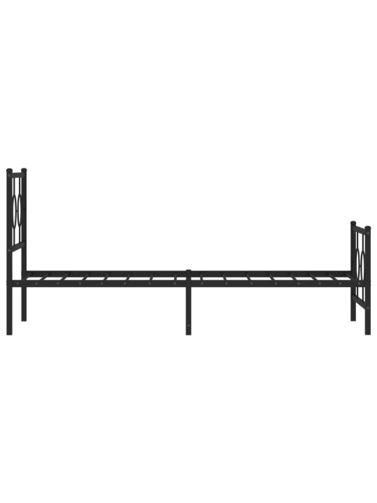 Kovový rám postele s hlavovým a nožním čelem černý 80 x 200 cm