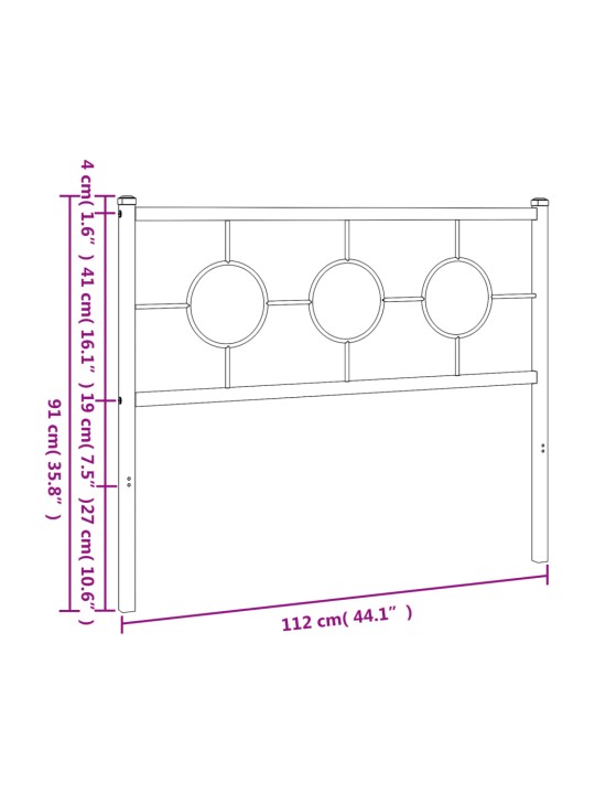 Kovové čelo postele černé 107 cm