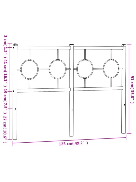 Kovové čelo postele černé 120 cm