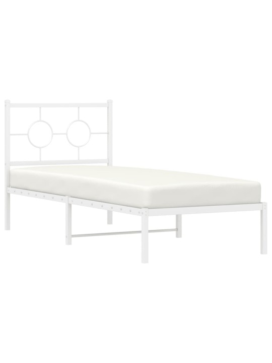 Kovový rám postele bez matrace s čelem bílý 75 x 190 cm