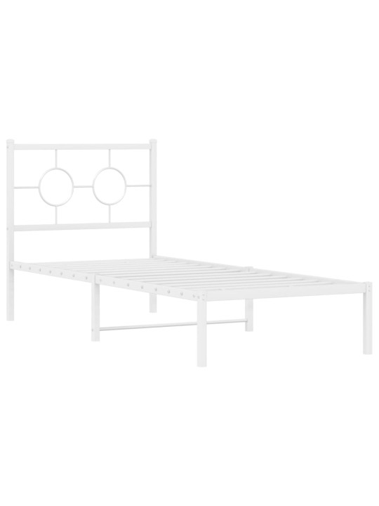 Kovový rám postele s čelem bílý 80 x 200 cm