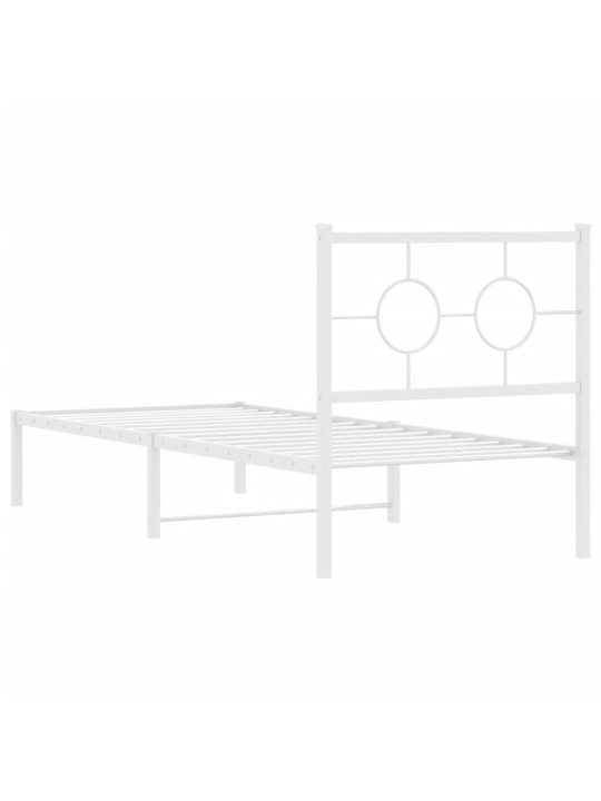Kovový rám postele s čelem bílý 80 x 200 cm