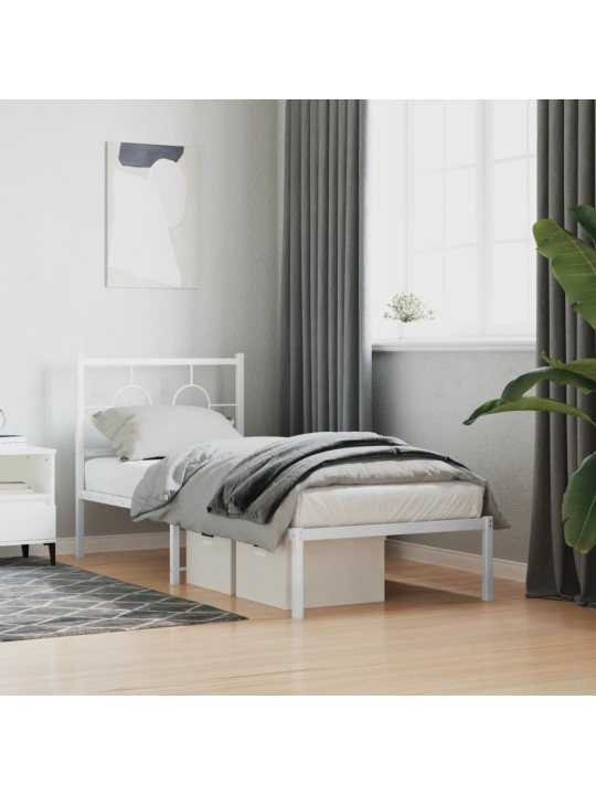 Kovový rám postele s čelem bílý 80 x 200 cm