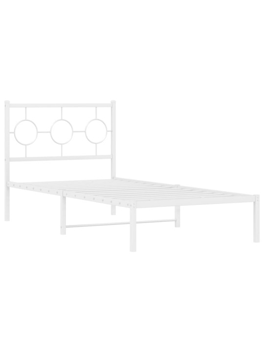 Kovový rám postele s čelem bílý 90 x 200 cm