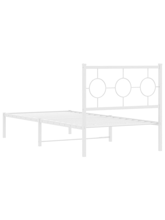 Kovový rám postele s čelem bílý 90 x 200 cm