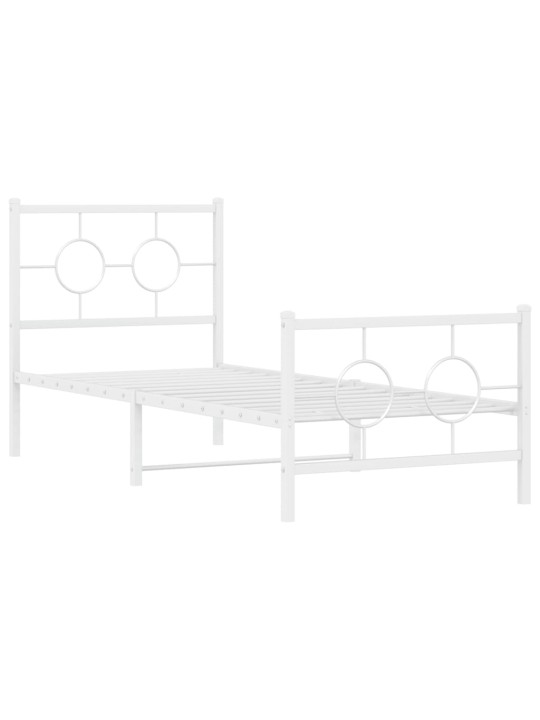 Kovový rám postele s hlavovým a nožním čelem bílý 80 x 200 cm