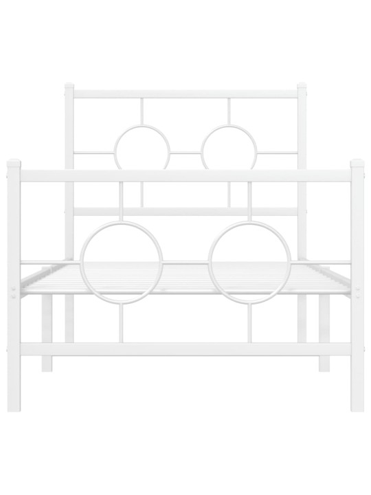 Kovový rám postele s hlavovým a nožním čelem bílý 80 x 200 cm