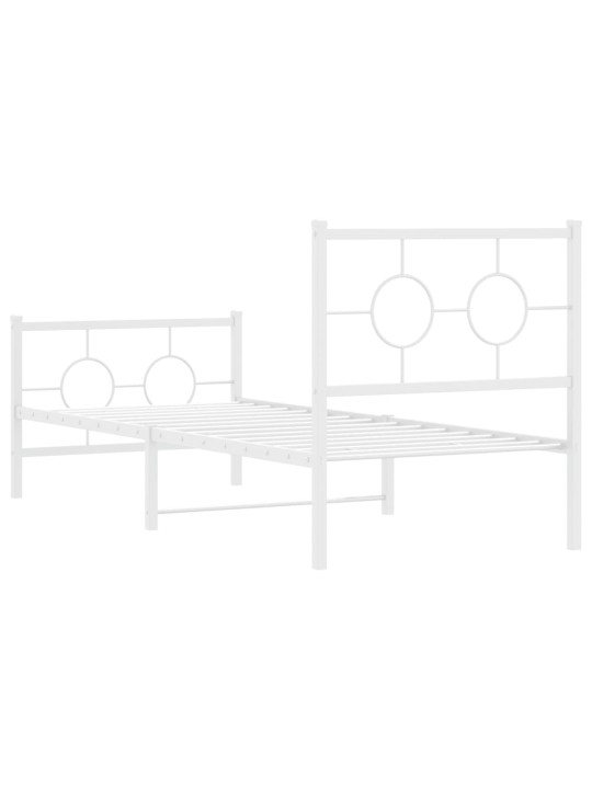 Kovový rám postele s hlavovým a nožním čelem bílý 80 x 200 cm