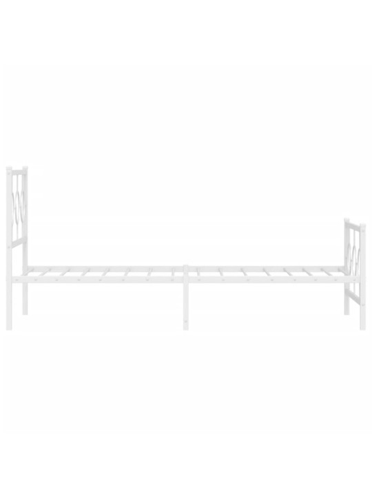 Kovový rám postele s hlavovým a nožním čelem bílý 90 x 200 cm