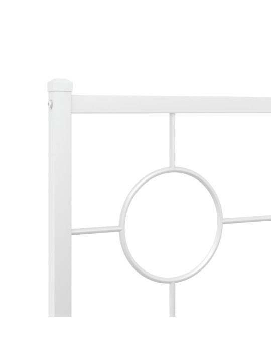 Kovový rám postele s hlavovým a nožním čelem bílý 90 x 200 cm