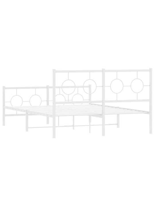Kovový rám postele s hlavovým a nožním čelem bílý 140 x 200 cm