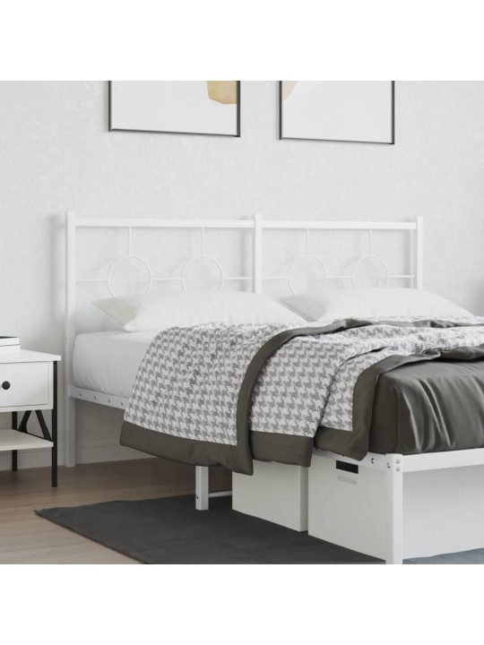 Kovové čelo postele bílé 150 cm