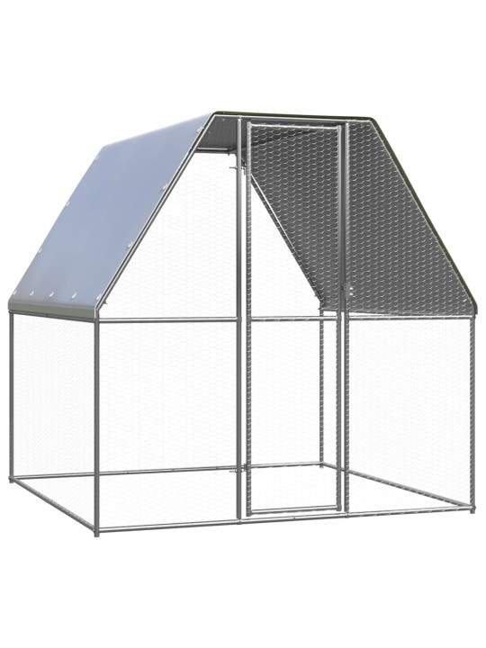 Klec pro kuřata stříbrná a šedá 2 x 2 x 2 m pozinkovaná ocel