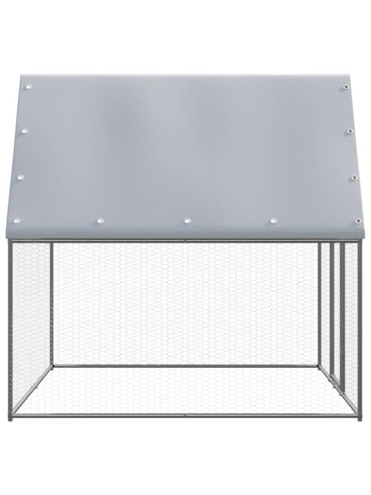 Klec pro kuřata stříbrná a šedá 2 x 2 x 2 m pozinkovaná ocel