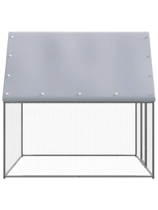 Klec pro kuřata stříbrná a šedá 2 x 2 x 2 m pozinkovaná ocel