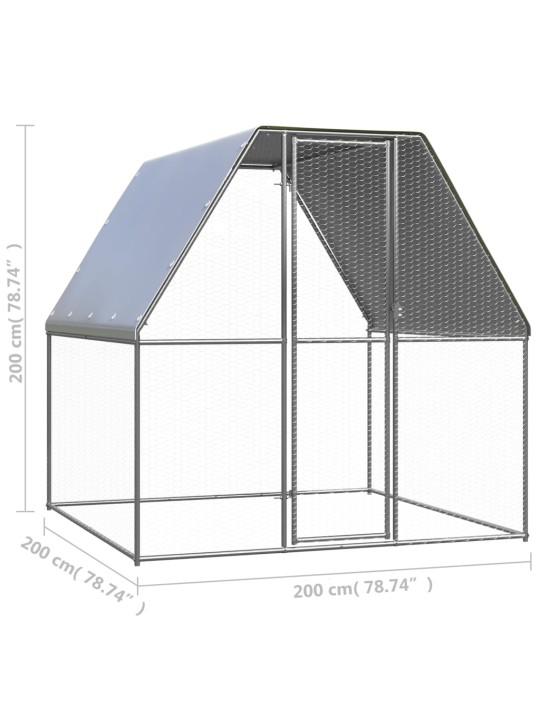 Klec pro kuřata stříbrná a šedá 2 x 2 x 2 m pozinkovaná ocel