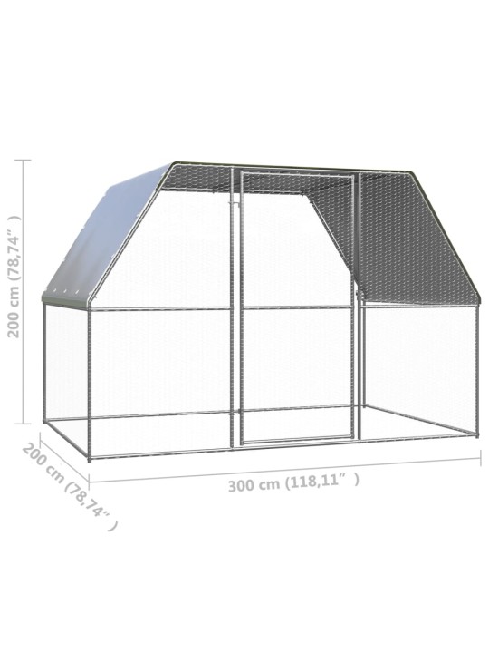 Klec pro kuřata stříbrná a šedá 3 x 2 x 2 m pozinkovaná ocel