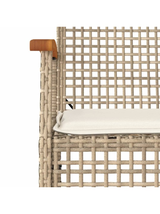 3dílný bistro set s poduškami béžový polyratan akáciové dřevo
