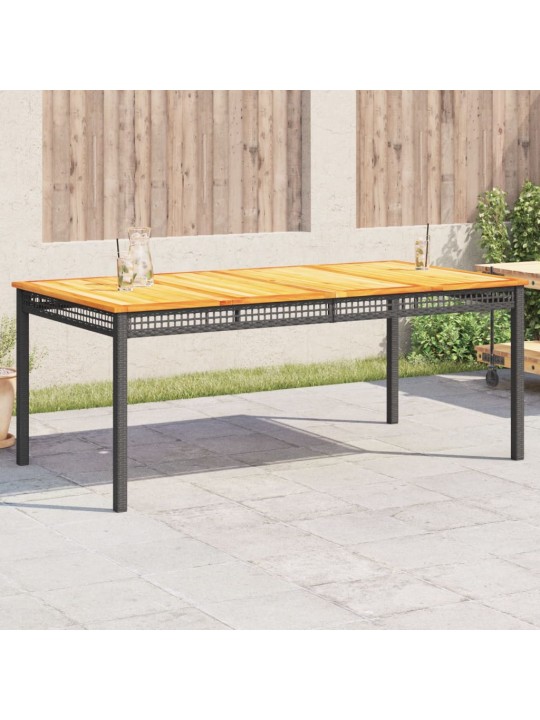 Zahradní stůl černý 180 x 90 x 75 cm polyratan akáciové dřevo