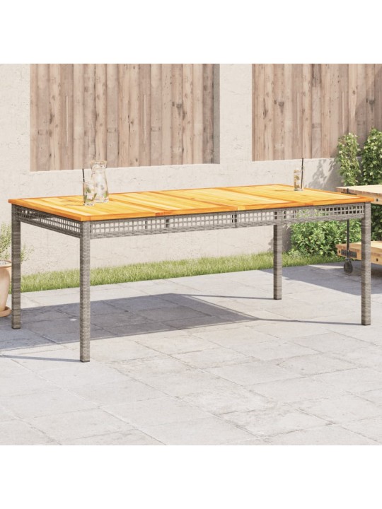 Zahradní stůl šedý 180 x 90 x 75 cm polyratan akáciové dřevo