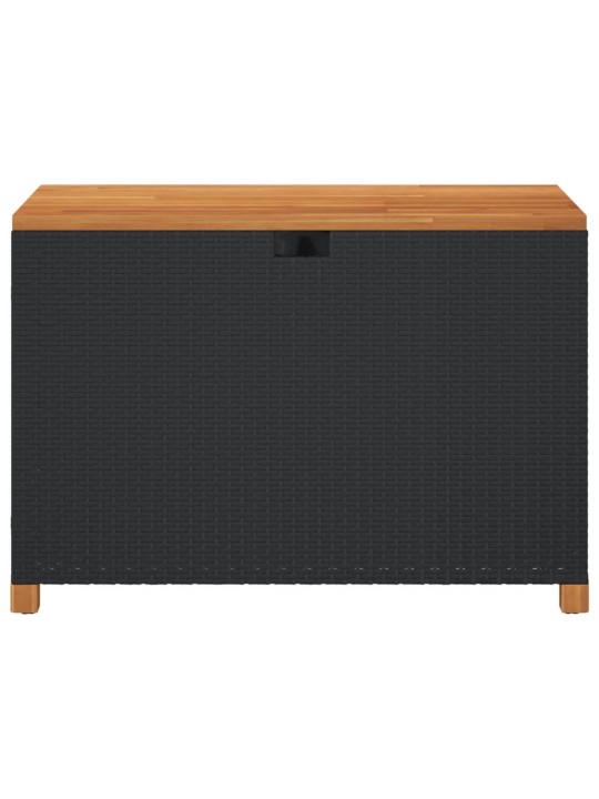 Zahradní úložný box černý 110x55x63 cm polyratan akáciové dřevo