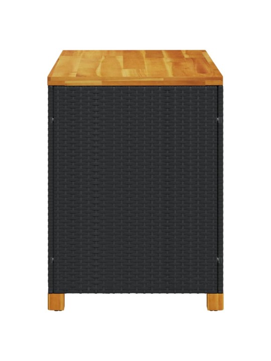 Zahradní úložný box černý 110x55x63 cm polyratan akáciové dřevo
