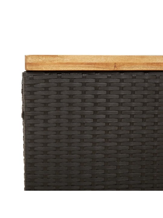 Zahradní úložný box černý 110x55x63 cm polyratan akáciové dřevo