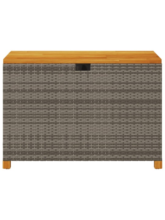 Zahradní úložný box šedý 110x55x63 cm polyratan akáciové dřevo