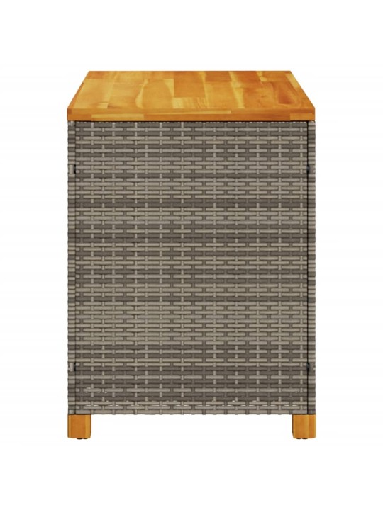 Zahradní úložný box šedý 110x55x63 cm polyratan akáciové dřevo