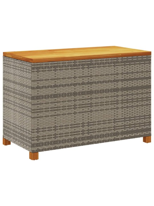 Zahradní úložný box šedý 110x55x63 cm polyratan akáciové dřevo