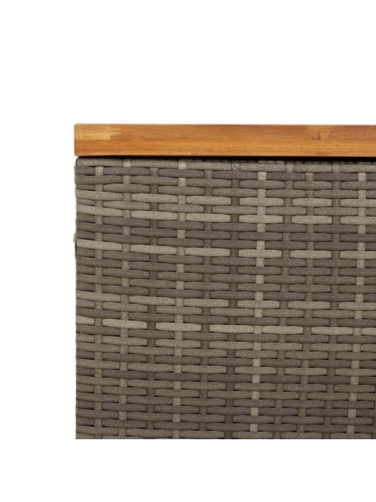 Zahradní úložný box šedý 110x55x63 cm polyratan akáciové dřevo
