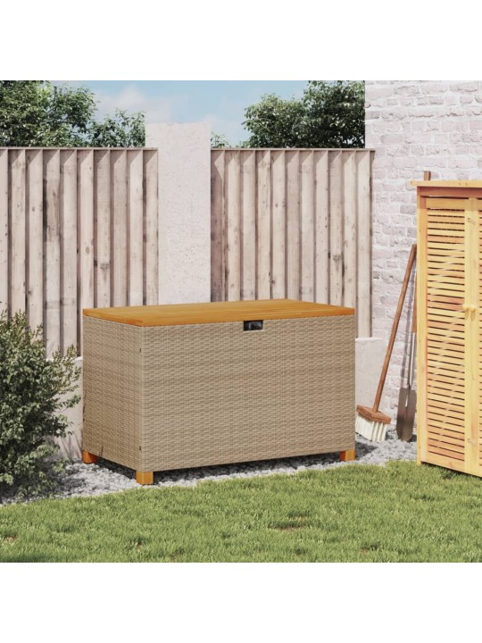 Zahradní úložný box béžový 110 x 55 x 63 cm polyratan akácie
