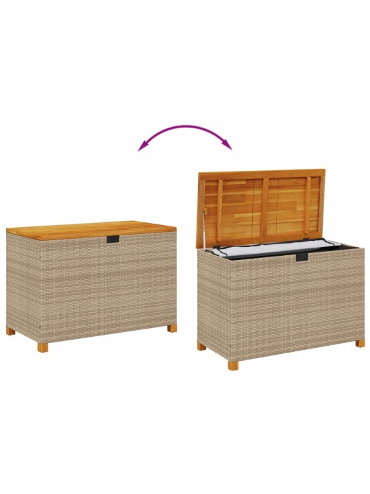 Zahradní úložný box béžový 110 x 55 x 63 cm polyratan akácie