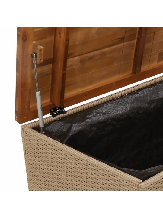 Zahradní úložný box béžový 110 x 55 x 63 cm polyratan akácie