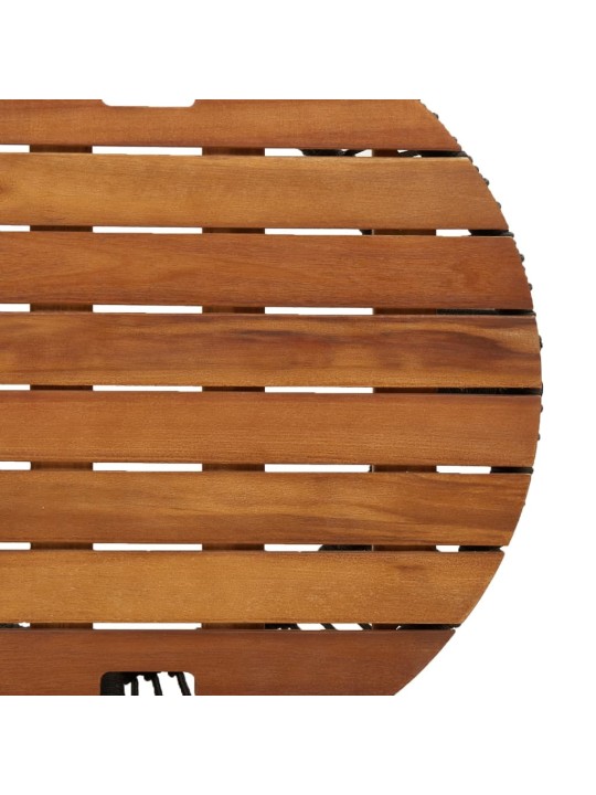 Zahradní odkládací stolky 2 ks dřevěná deska černé polyratan