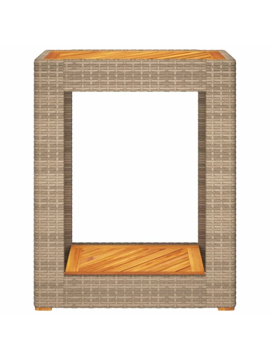 Zahradní stolek s dřevěnou deskou béžový 60x40x75 cm polyratan