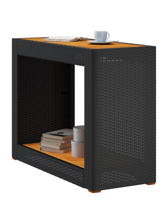 Zahradní stůl s dřevěnou deskou černý 100x40x75 cm polyratan