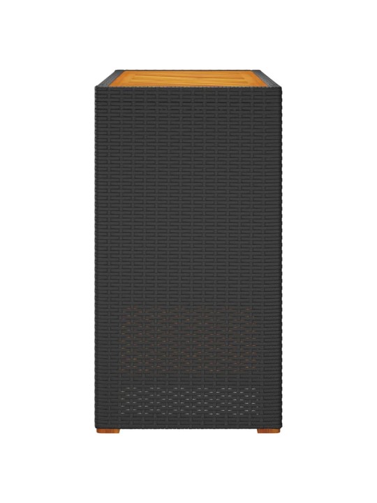Zahradní stůl s dřevěnou deskou černý 100x40x75 cm polyratan