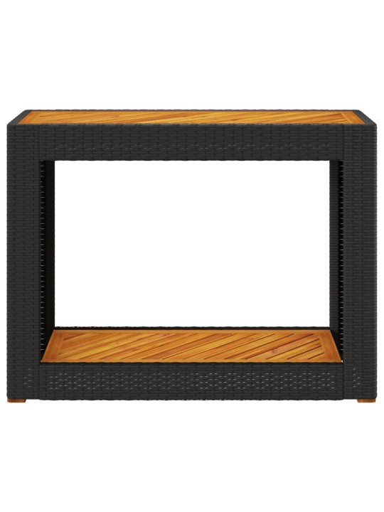 Zahradní stůl s dřevěnou deskou černý 100x40x75 cm polyratan