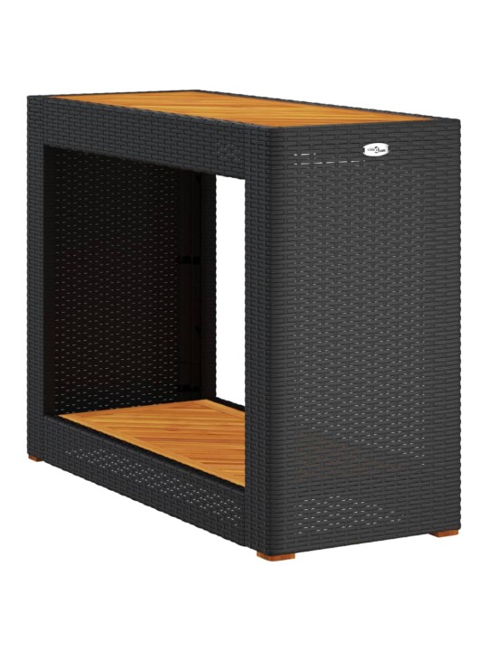 Zahradní stůl s dřevěnou deskou černý 100x40x75 cm polyratan