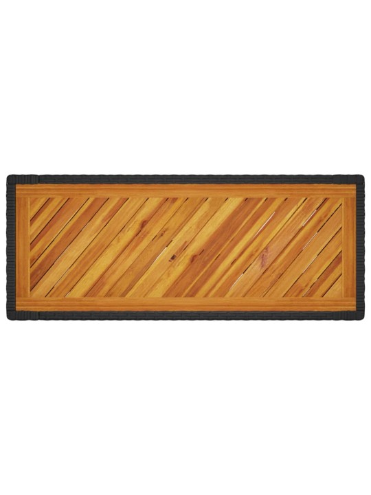 Zahradní stůl s dřevěnou deskou černý 100x40x75 cm polyratan