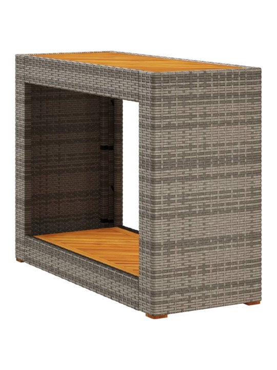 Zahradní stůl s dřevěnou deskou šedý 100 x 40 x 75 cm polyratan