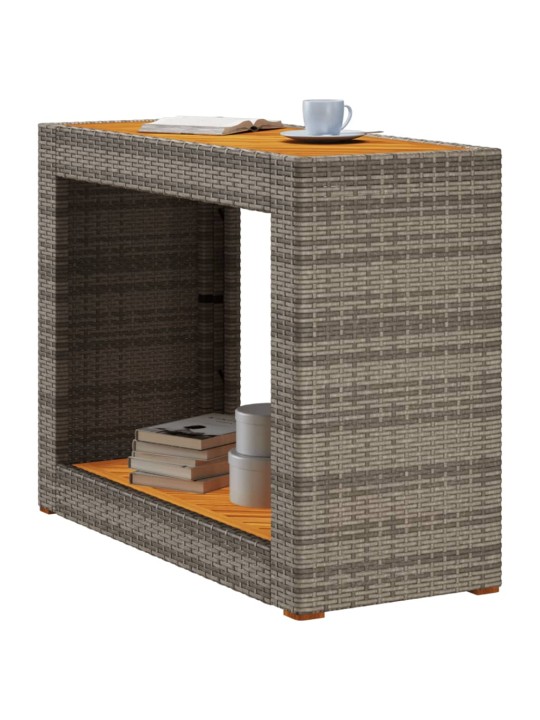 Zahradní stůl s dřevěnou deskou šedý 100 x 40 x 75 cm polyratan