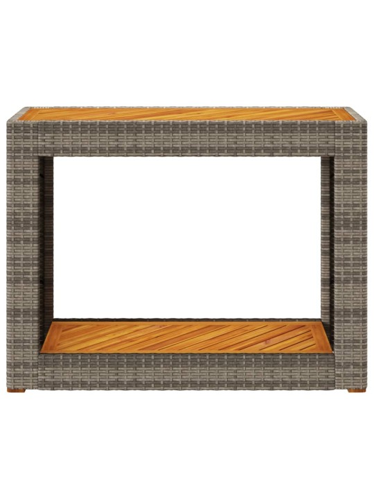 Zahradní stůl s dřevěnou deskou šedý 100 x 40 x 75 cm polyratan