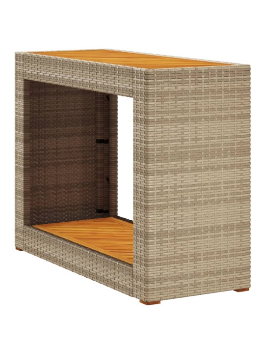 Zahradní stolek s dřevěnou deskou béžový 100x40x75 cm polyratan