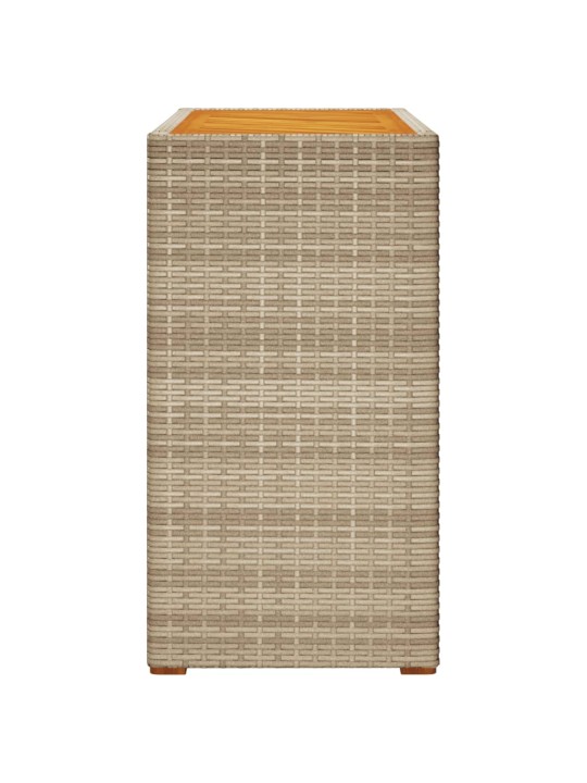 Zahradní stolek s dřevěnou deskou béžový 100x40x75 cm polyratan