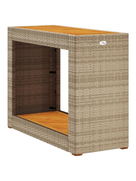 Zahradní stolek s dřevěnou deskou béžový 100x40x75 cm polyratan