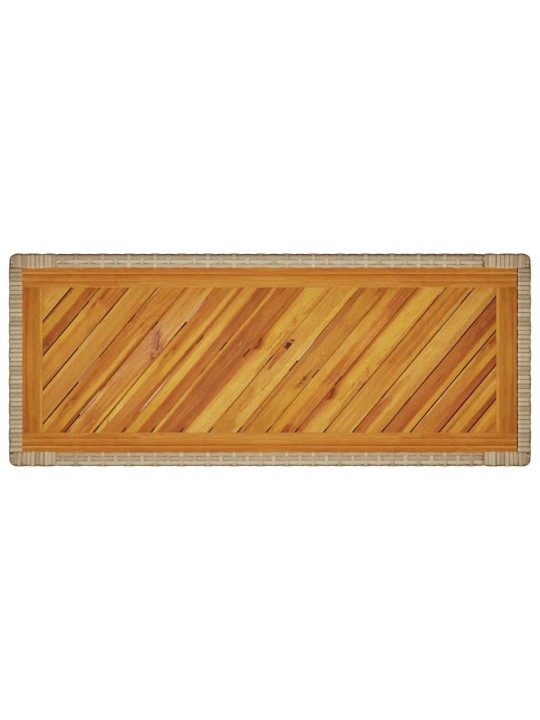 Zahradní stolek s dřevěnou deskou béžový 100x40x75 cm polyratan